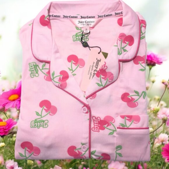 Juicy Couture Other - Juicy Couture Pink Cherry Print Pajamas Shorts 2 Piece Sleepwear Set Sizes M, L